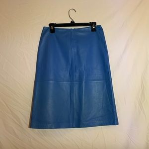 Blue Leather Midi Skirt!